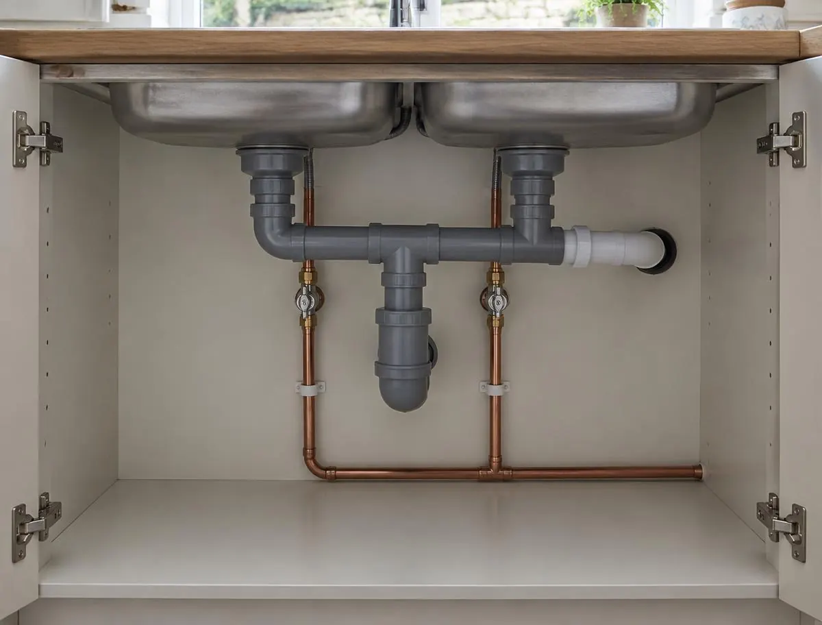 Completed professional plumbing installation