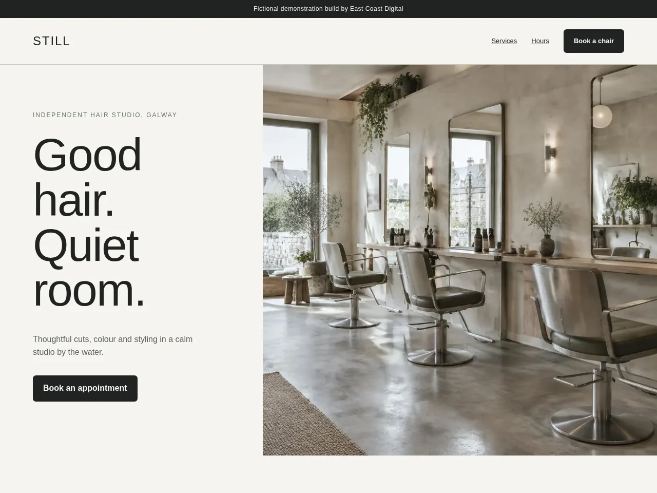 Still Studio salon demonstration homepage